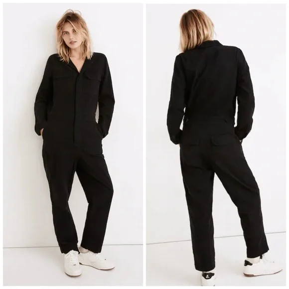 Madewell Signature Coverall Jumpsuit 100% Cotton Denim in Black - Picture 1 of 11